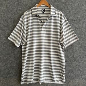 Men's FootJoy‎ Golf Shirt Polo (White/Gray/Red Stripes) | Size: X-Large